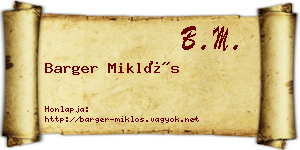 Barger Miklós névjegykártya